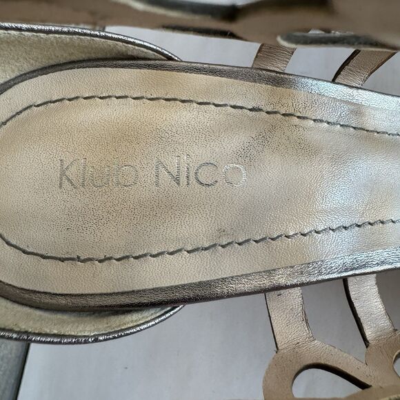 Klub Nico Millie Gun Metal Cutout Leather High Heel Sandals Women 11 Sexy Party - Picture 10 of 14